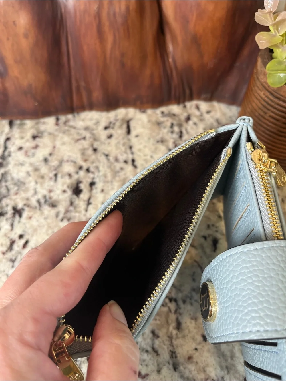 Bostanten Pebbled Light Blue Wallet